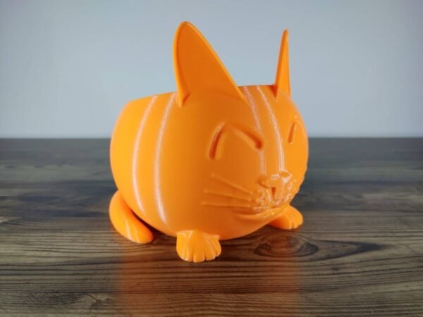 Jamie Creates 3D Printed Animal Planter Cat Orange Medium Front Angle Cat Planter - Select Size & Colour