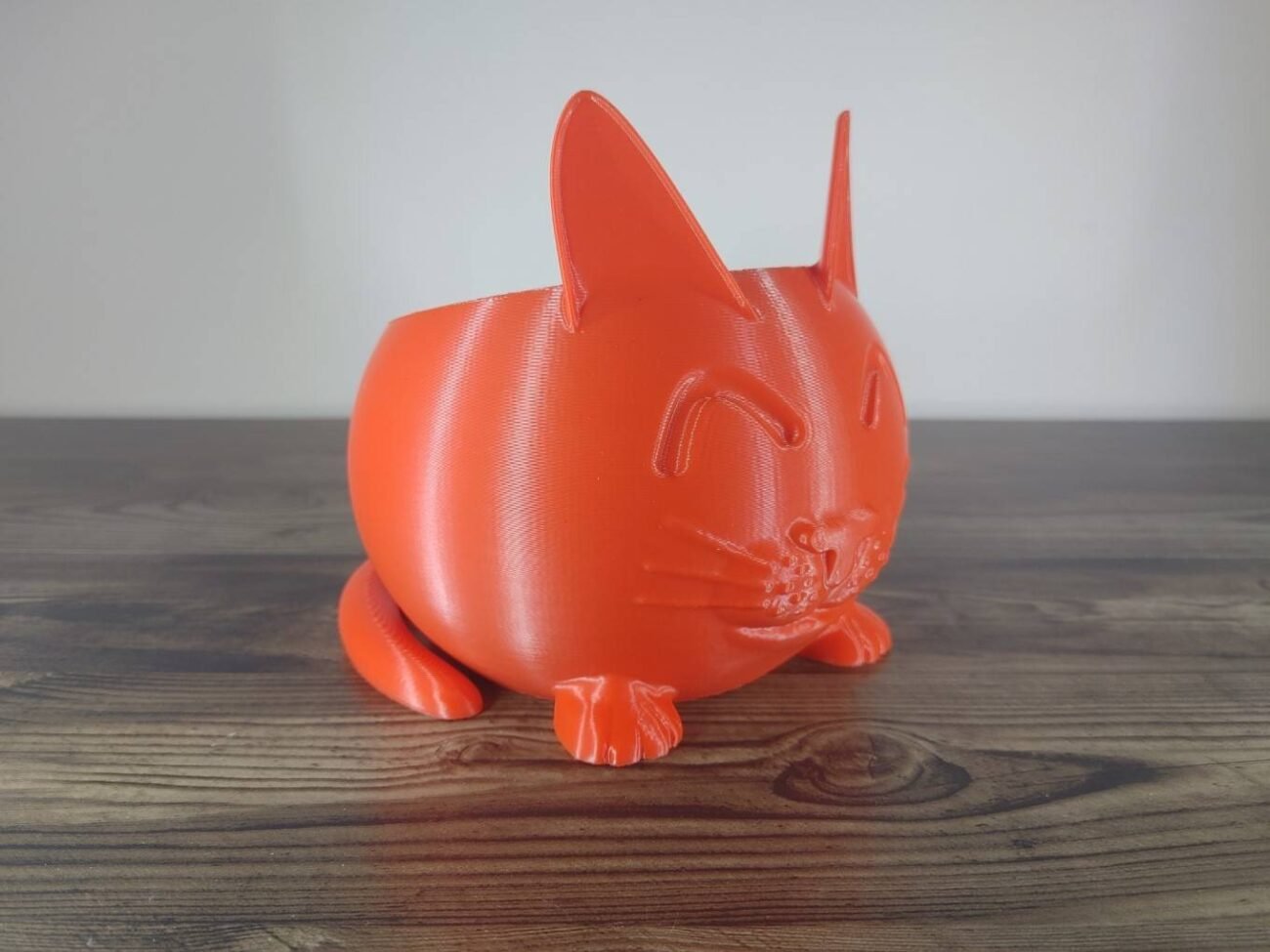Jamie Creates 3D Printed Animal Planter Cat Red Medium Front Angle Cat Planter - Select Size & Colour