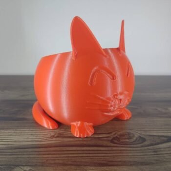 Jamie Creates 3D Printed Animal Planter Cat Red Medium Front Angle Cat Planter - Select Size & Colour