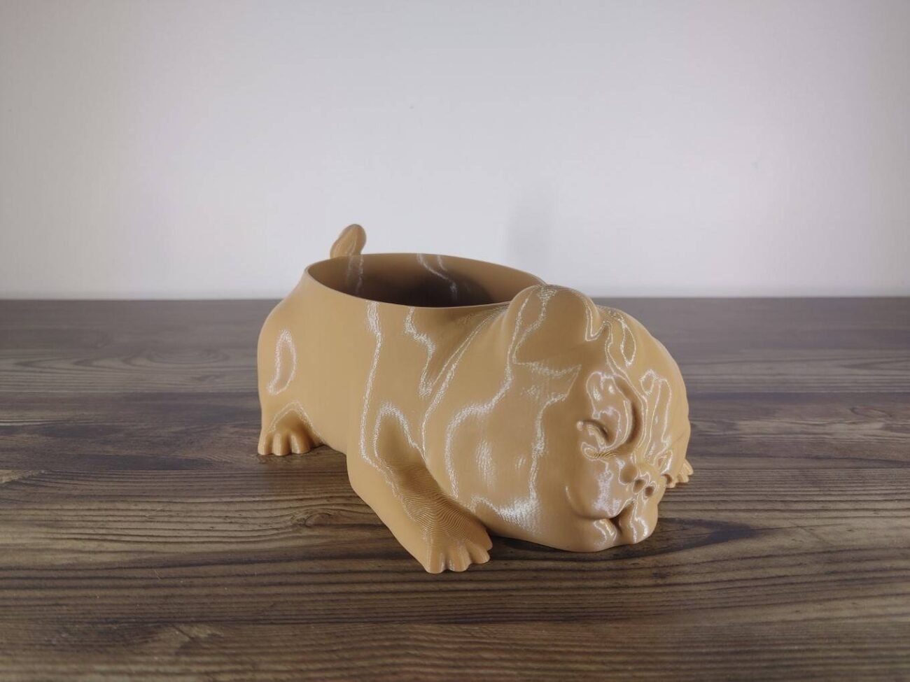 Jamie Creates 3D Printed Animal Planter Dog Light Brown Medium Front Angle Pug Dog Planter - Select Size & Colour
