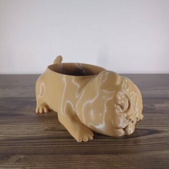 Jamie Creates 3D Printed Animal Planter Dog Light Brown Medium Front Angle Pug Dog Planter - Select Size & Colour
