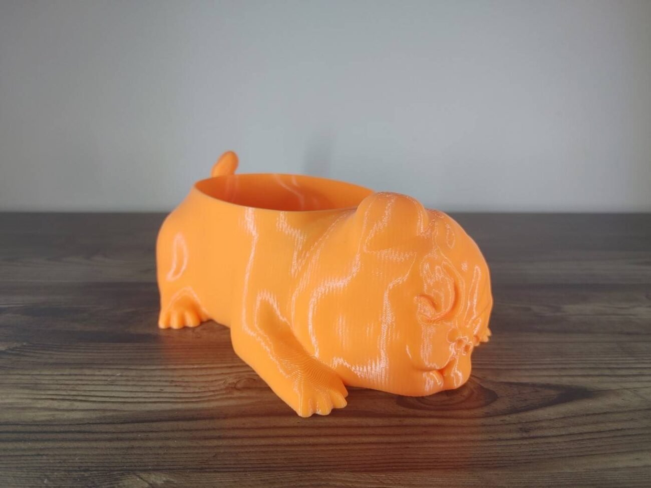 Jamie Creates 3D Printed Animal Planter Dog Orange Medium Front Angle Pug Dog Planter - Select Size & Colour