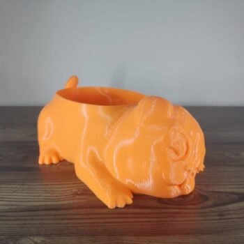 Jamie Creates 3D Printed Animal Planter Dog Orange Medium Front Angle Pug Dog Planter - Select Size & Colour