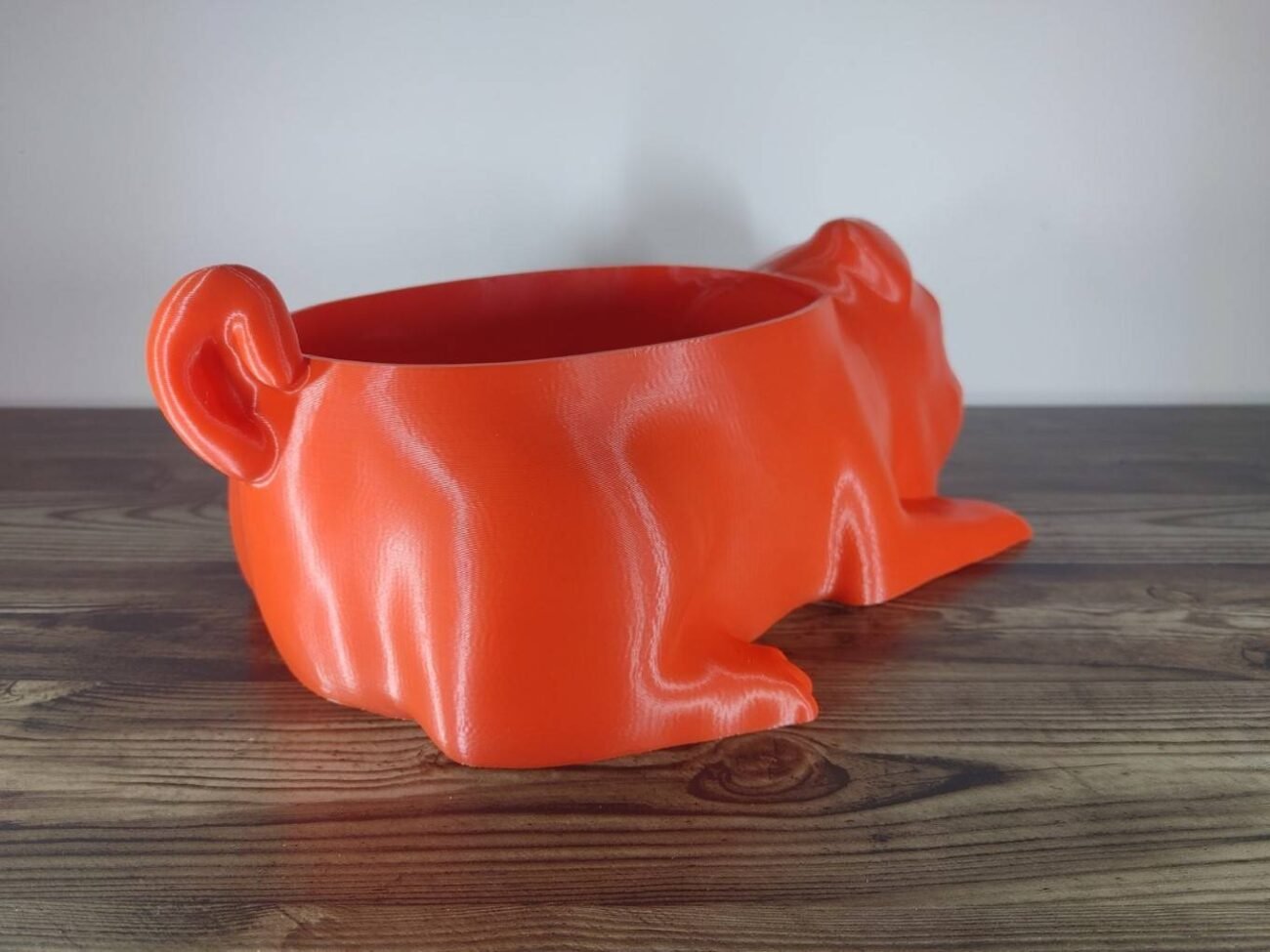 Jamie Creates 3D Printed Animal Planter Dog Red Large Rear Angle Pug Dog Planter - Select Size & Colour