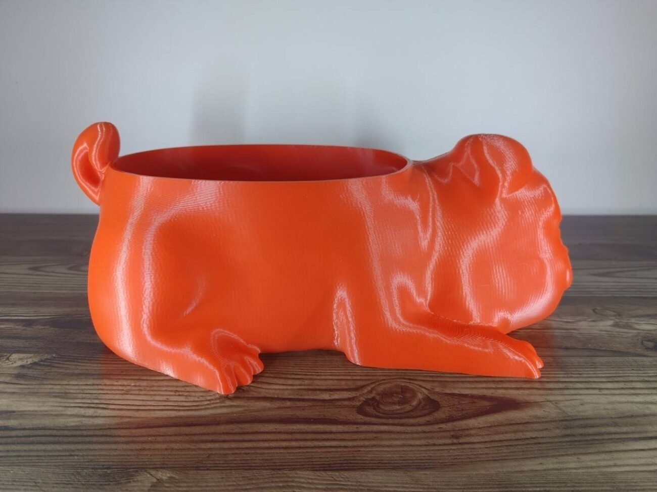 Jamie Creates 3D Printed Animal Planter Dog Red Large Side Pug Dog Planter - Select Size & Colour