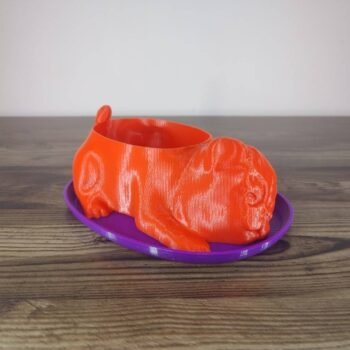 Jamie Creates 3D Printed Animal Planter Dog Red Small on Purple Saucer Pug Dog Planter - Select Size & Colour