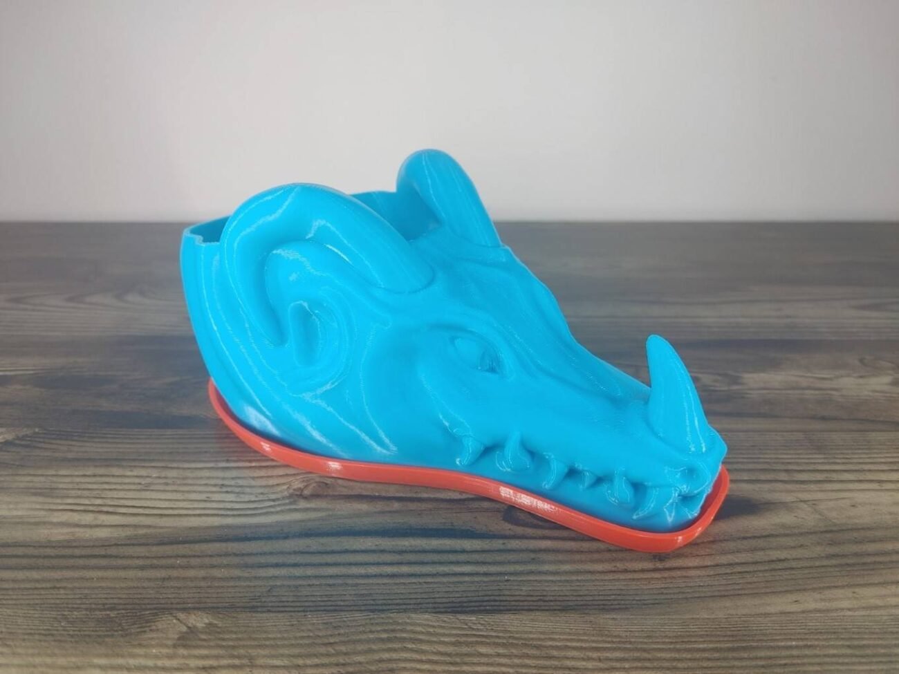 Jamie Creates 3D Printed Animal Planter Dragon Light Blue Medium on Red Saucer Dragon Saucer - Select Size