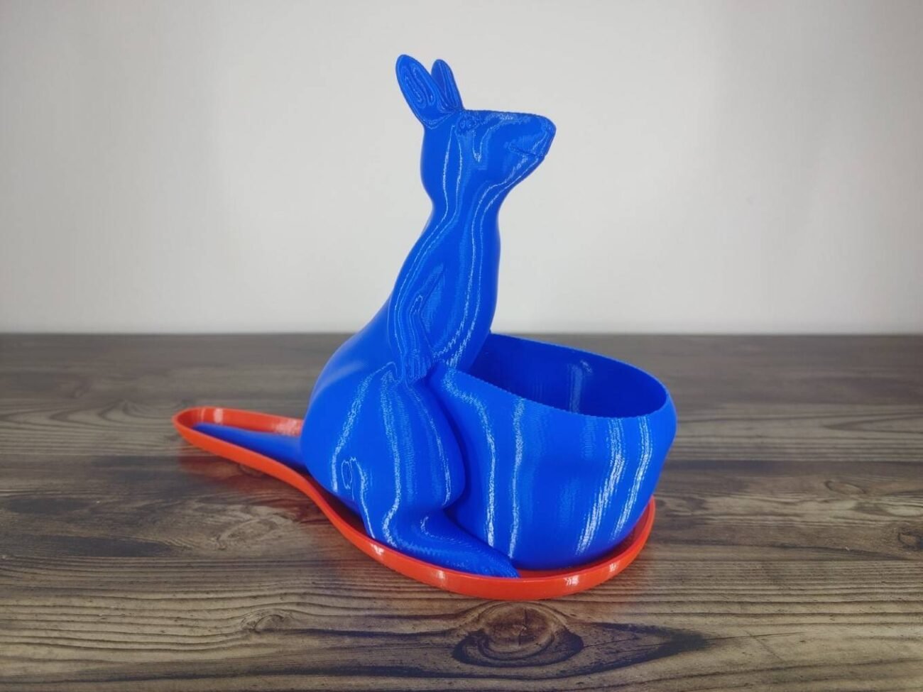 Jamie Creates 3D Printed Animal Planter Kangaroo Blue Medium on Red Saucer Kangaroo Saucer - Select Size