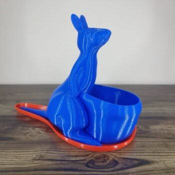 Jamie Creates 3D Printed Animal Planter Kangaroo Blue Medium on Red Saucer Kangaroo Saucer - Select Size