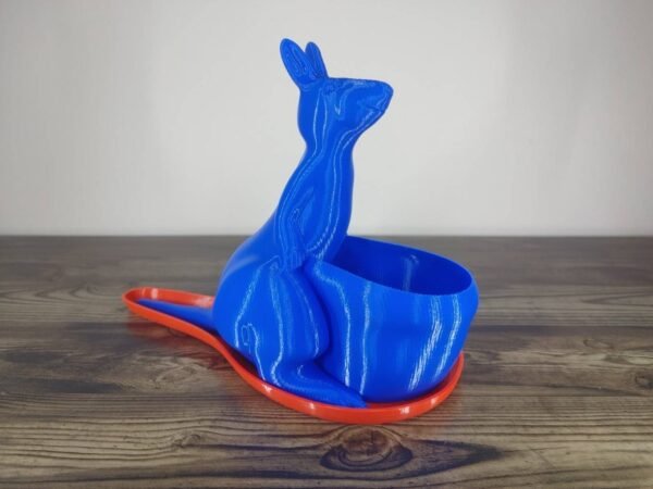Jamie Creates 3D Printed Animal Planter Kangaroo Blue Medium on Red Saucer Kangaroo Saucer - Select Size