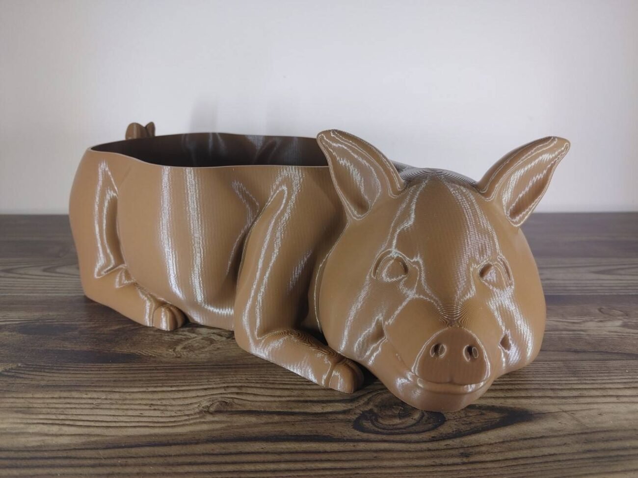 Jamie Creates 3D Printed Animal Planter Pig Brown Large Front Angle Pig Planter - Select Size & Colour