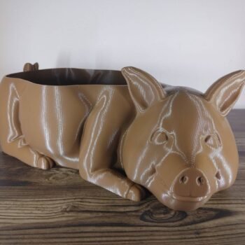 Jamie Creates 3D Printed Animal Planter Pig Brown Large Front Angle Pig Planter - Select Size & Colour