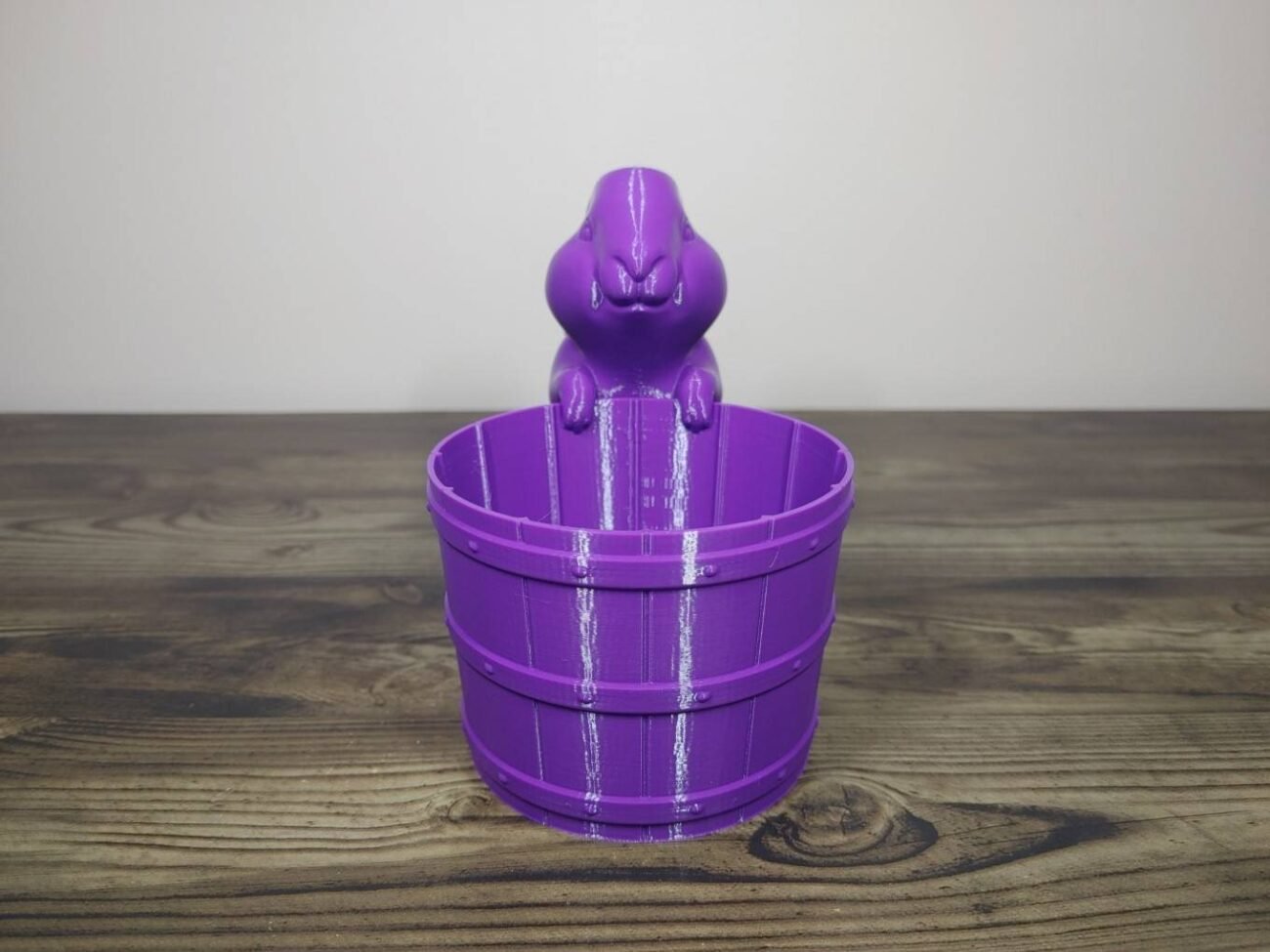 Jamie Creates 3D Printed Animal Planter Rabbit With Barrel Silver Large Front Rabbit with Barrel Planter - Select Size