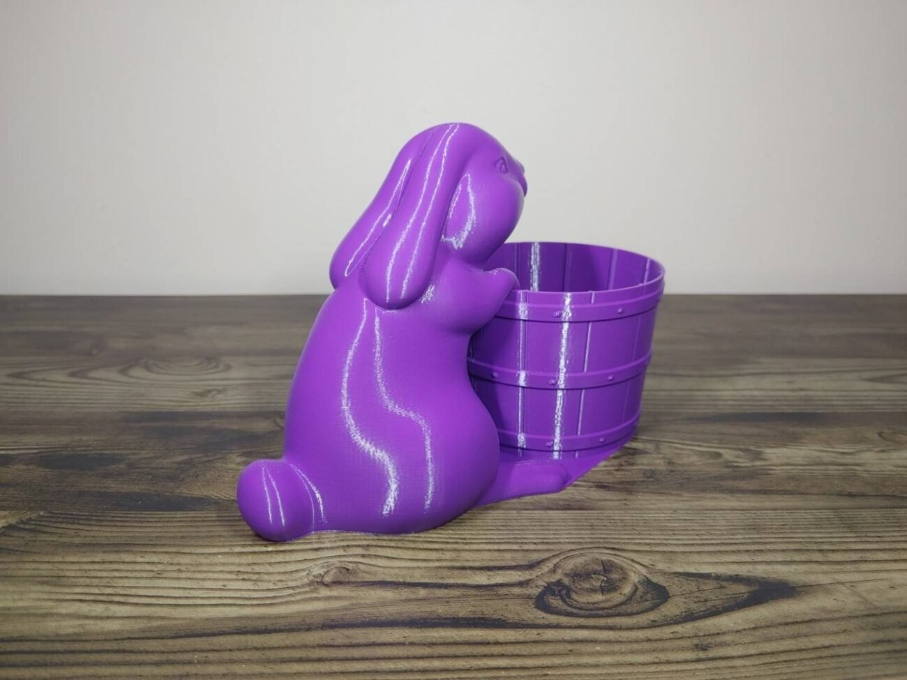Jamie Creates 3D Printed Animal Planter Rabbit With Barrel Silver Large Rear Angle Rabbit with Barrel Planter - Select Size