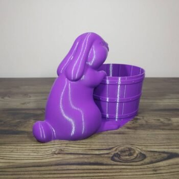 Jamie Creates 3D Printed Animal Planter Rabbit With Barrel Silver Large Rear Angle Rabbit with Barrel Planter - Select Size