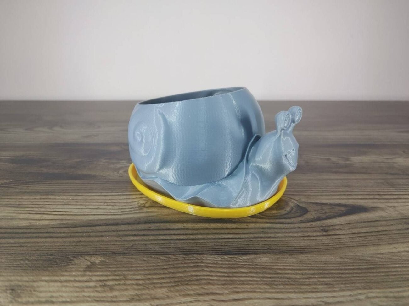 Jamie Creates 3D Printed Animal Planter Snail Silver Small on Yellow Saucer Snail Saucer - Select Size