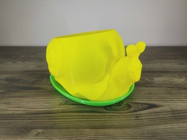 Jamie Creates 3D Printed Animal Planter Snail Yellow Medium on Green Saucer Snail Saucer - Select Size