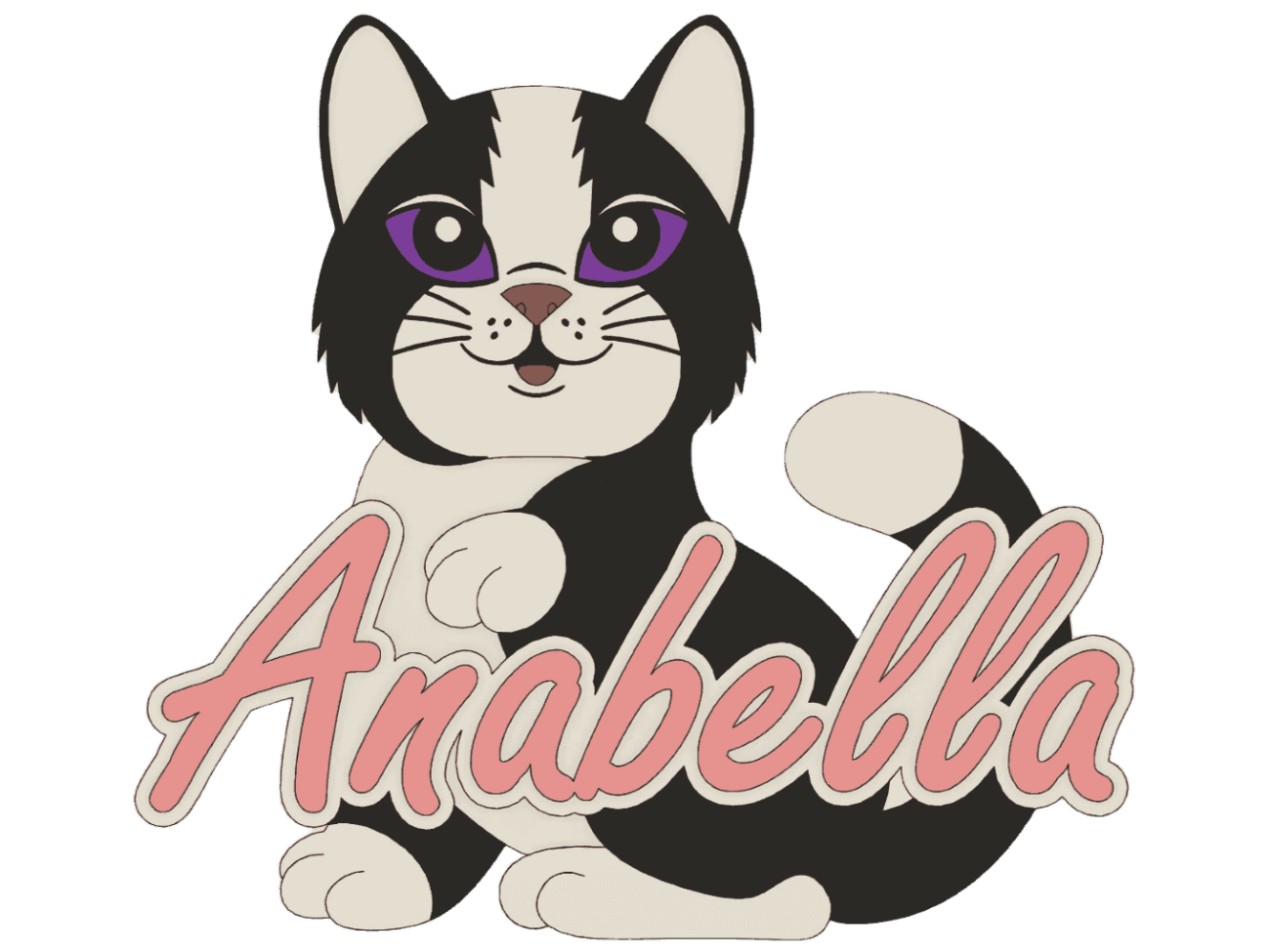 Jamie Creates 3D Printed Name Plaques Cat Anabella Pink Render Cat - Name Plaque