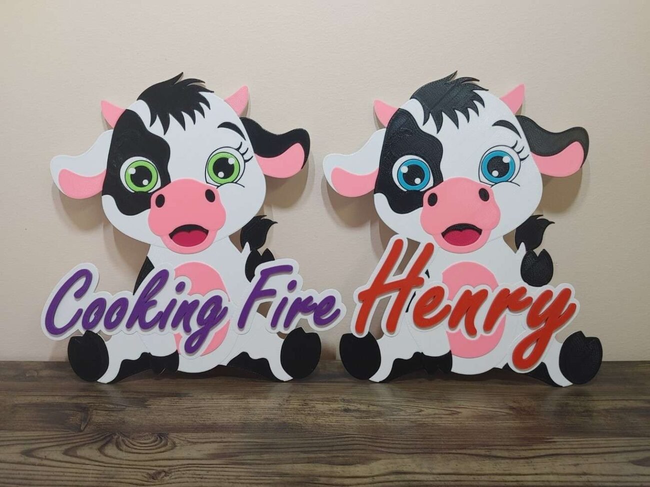 Jamie Creates 3D Printed Name Plaques Cow Purple Red Cow - Name Plaque