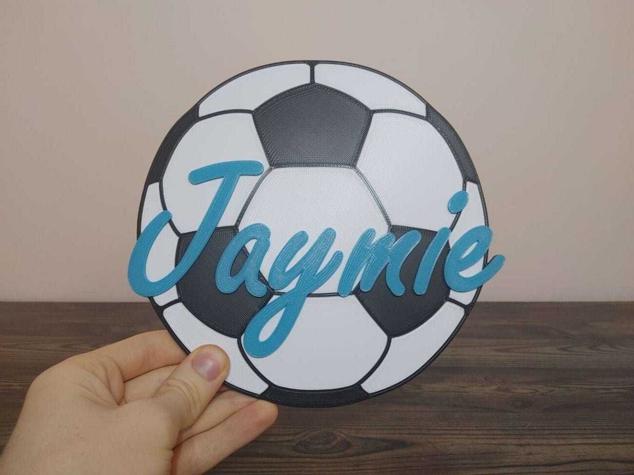 Jamie Creates 3D Printed Name Plaques Soccer Ball Lincoln Light Red Hand Soccer Ball - Name Plaque