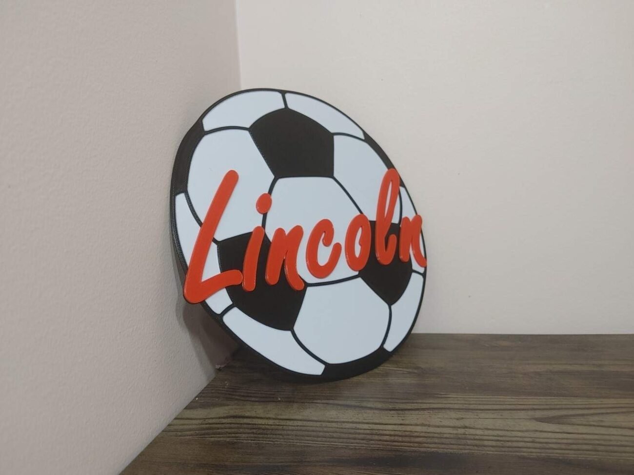 Jamie Creates 3D Printed Name Plaques Soccer Ball Lincoln Red Angle Soccer Ball - Name Plaque