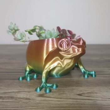 Jamie Creates 3D Printed Animal Planter Frog Rainbow Colour with Succulent X Small FA