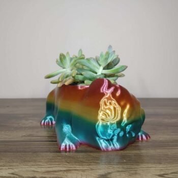 Jamie Creates 3D Printed Animal Planter Pug Dog Rainbow Colour with Succulent Medium Other FA Pug Dog Planter - Rapid Rainbow - Select Size
