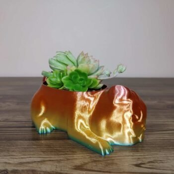 Jamie Creates 3D Printed Animal Planter Pug Dog Rainbow Colour with Succulent X Small FA