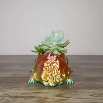 Jamie Creates 3D Printed Animal Planter Pug Dog Rainbow Colour with Succulent X Small Front