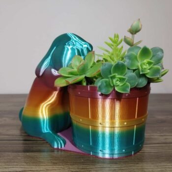 Rabbit with Barrel Planter - Rapid Rainbow - Select Size