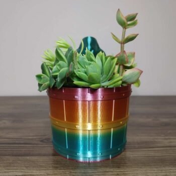 Rabbit with Barrel Planter - Rapid Rainbow - Select Size