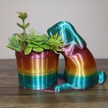 Rabbit with Barrel Planter - Rapid Rainbow - Select Size