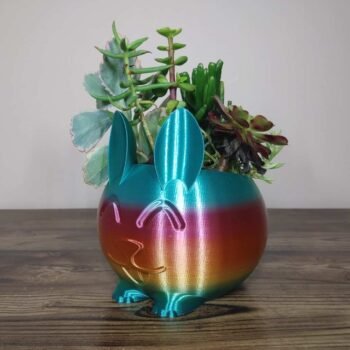 Jamie Creates 3D Printed Animal Planter Rabbit Rainbow Colour with Succulent Other Medium FA
