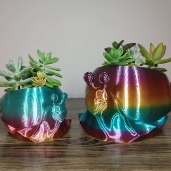 Jamie Creates 3D Printed Animal Planter Snail Rainbow Colour with Succulent 2 sizes