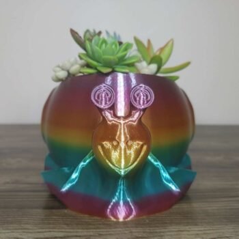 Jamie Creates 3D Printed Animal Planter Snail Rainbow Colour with Succulent Medium Front