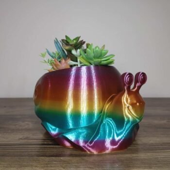 Jamie Creates 3D Printed Animal Planter Snail Rainbow Colour with Succulent Medium Other FA