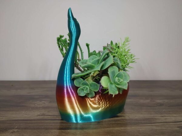 Jamie Creates 3D Printed Animal Planter Straight Swan Rainbow Colour with Succulent Medium Other FA Swan Straight Planter - Rapid Rainbow - Select Size
