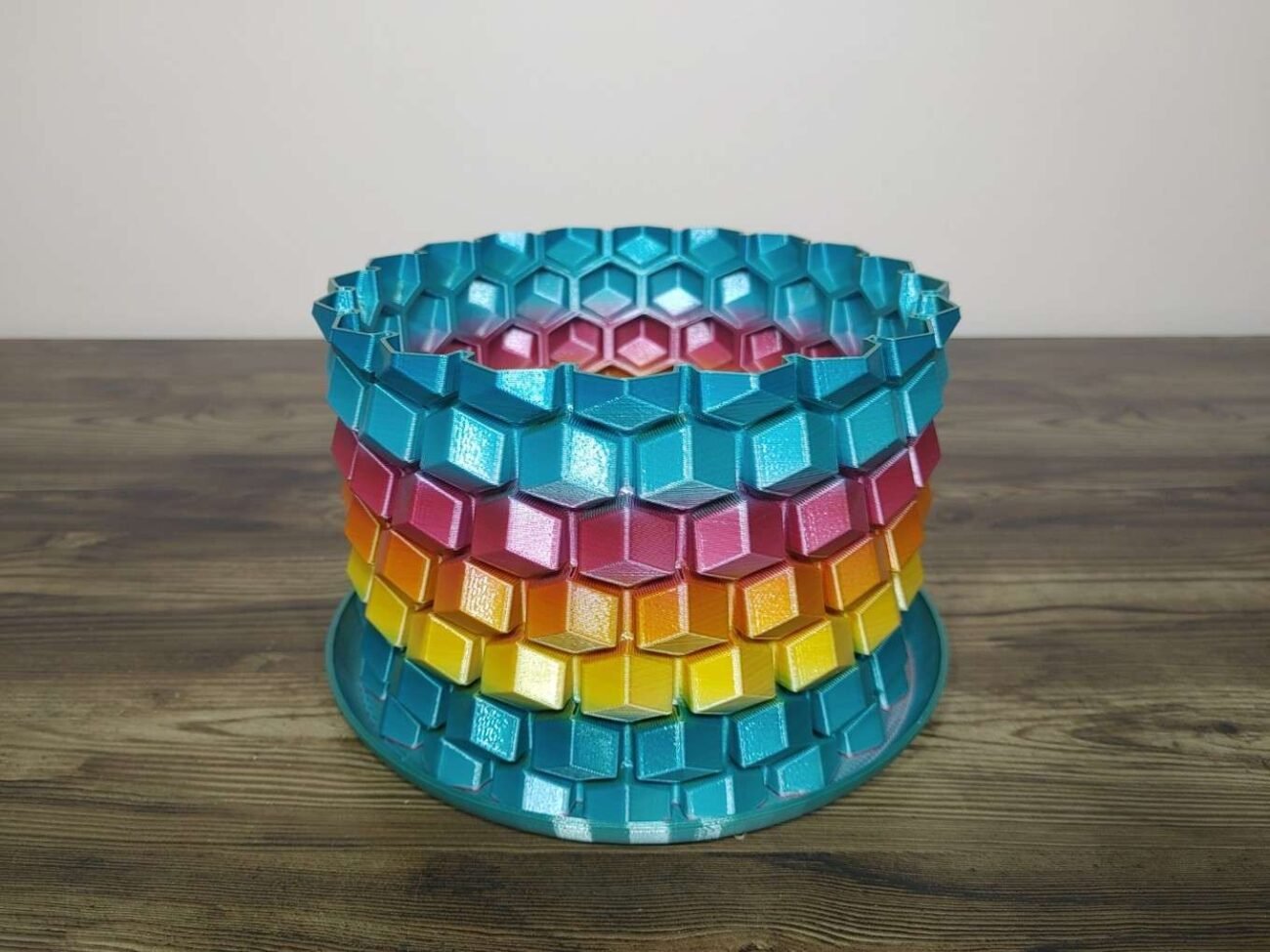 Jamie Creates 3D Printed Vase Planter Bubbly Rapid Rainbow XXL Honeycomb Vase Rapid Rainbow - Select Size