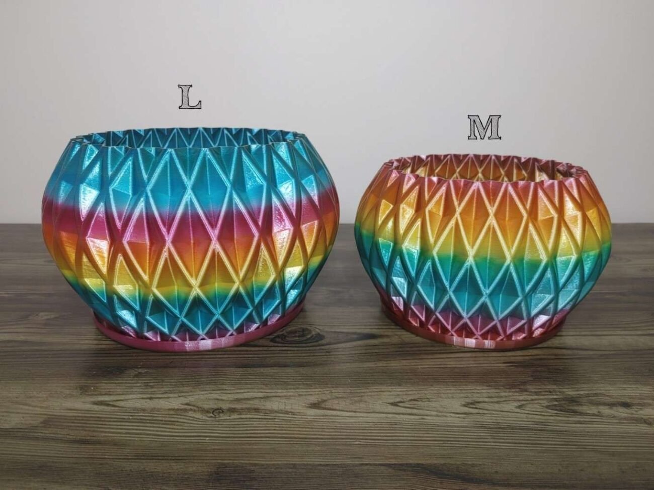 Jamie Creates 3D Printed Vase Planter Diamond Rapid Rainbow Large Set Diamond Vase Rapid Rainbow - Select Size