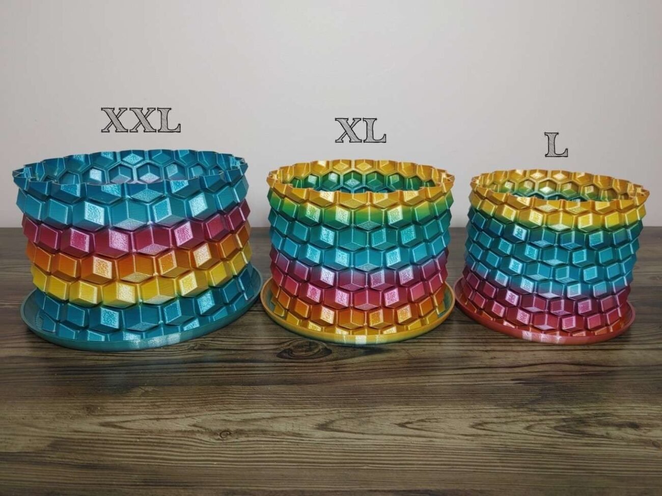 Jamie Creates 3D Printed Vase Planter Honeycomb Rapid Rainbow Large Set Honeycomb Vase Rapid Rainbow - Select Size