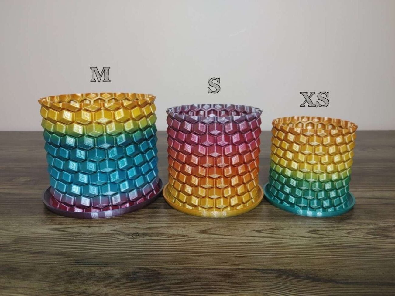 Jamie Creates 3D Printed Vase Planter Honeycomb Rapid Rainbow Small Set Honeycomb Vase Rapid Rainbow - Select Size