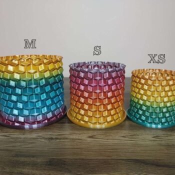 Jamie Creates 3D Printed Vase Planter Honeycomb Rapid Rainbow Small Set Honeycomb Vase Rapid Rainbow - Select Size