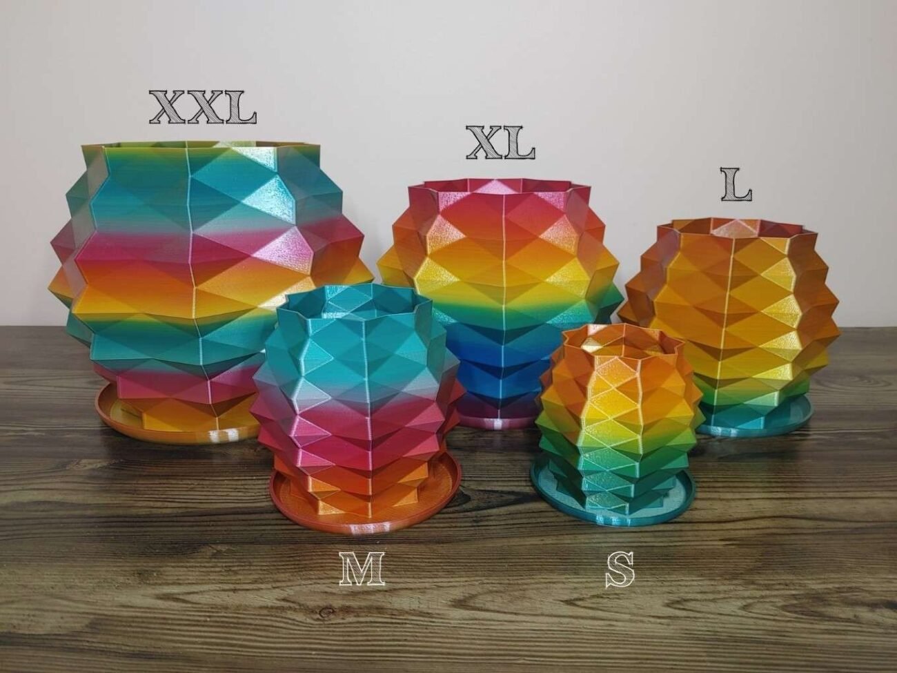 Jamie Creates 3D Printed Vase Planter Pineapple Rapid Rainbow Complete Set Pineapple Vase Rapid Rainbow - Select Size