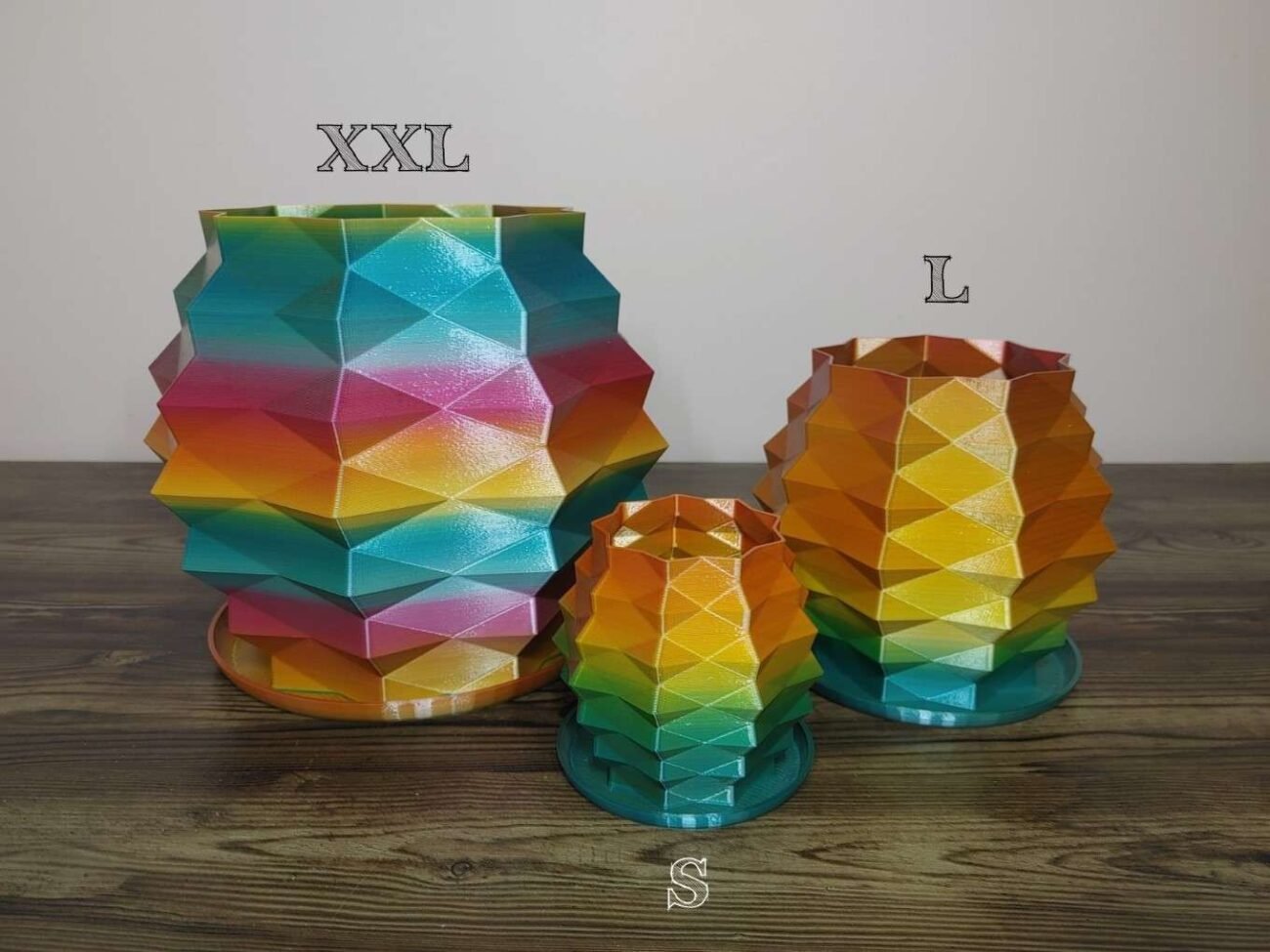 Jamie Creates 3D Printed Vase Planter Pineapple Rapid Rainbow Large Set Pineapple Vase Rapid Rainbow - Select Size