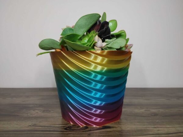 Jamie Creates 3D Printed Vase Planter Stepped Rainbow Colour with Succulent Stepped Vase Rapid Rainbow - Select Size