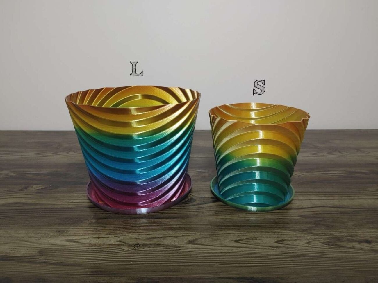 Jamie Creates 3D Printed Vase Planter Stepped Rapid Rainbow Medium Set Stepped Vase Rapid Rainbow - Select Size