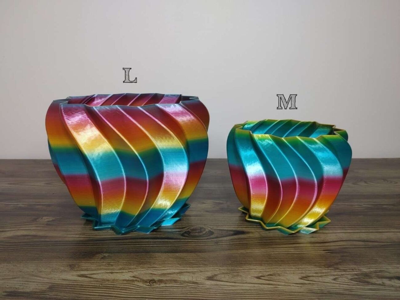 Jamie Creates 3D Printed Vase Planter Swirly Rapid Rainbow Complete Set Swirly Vase Rapid Rainbow - Select Size