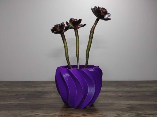 Jamie Creates 3D Printed Vase Planter Swirly Single Colour with Succulent Swirly Vase - Select Size