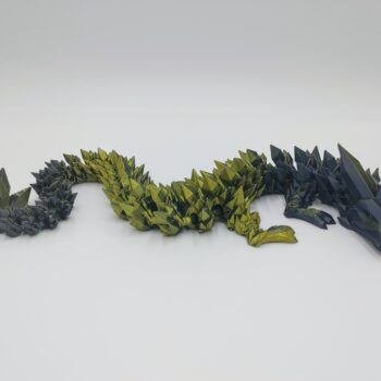 Articulated Crystal Dragon 3D Printed in Black to Gold Articulated Crystal Dragon Sensory Toy Designed by Cinderwing3d in Black to Gold with a White Background