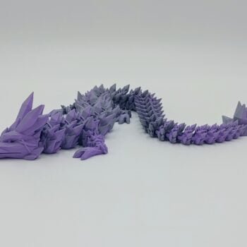 Articulated Crystal Dragon 3D Printed in Matte Purple to Grey Articulated Crystal Dragon Sensory Toy Designed by Cinderwing3d in Matte Purple to Grey with a White Background